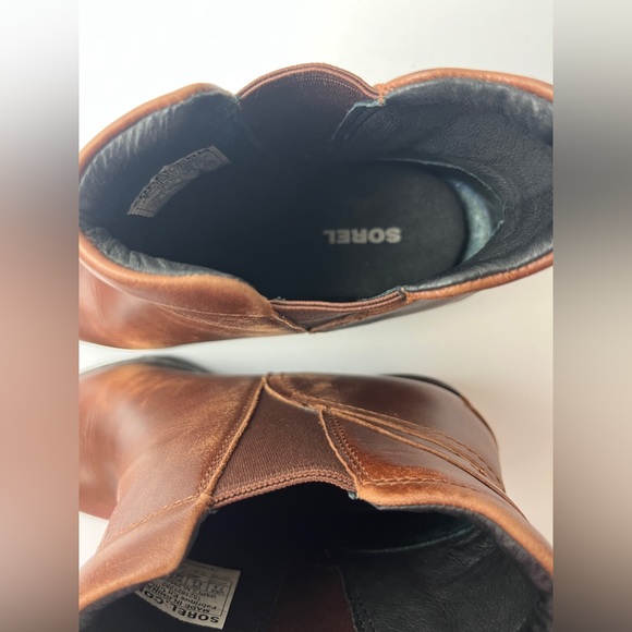 Sorel After Hours Chelsea Boots Size 7.5 Leather Wedge Brown - Picture 6 of 7